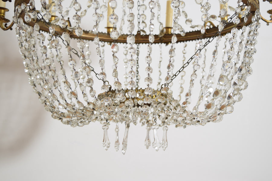 Cast Metal and Glass 12-Light Chandelier