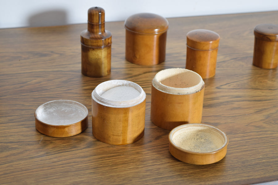 Collection of 12 Camphor Wood Cosmetic Containers