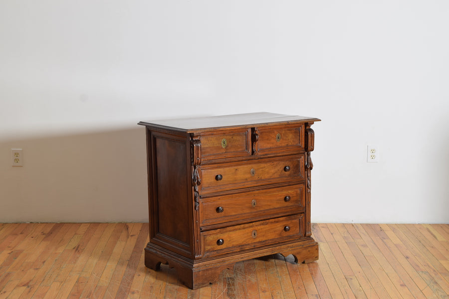 Carved Walnut 5-Drawer Commode