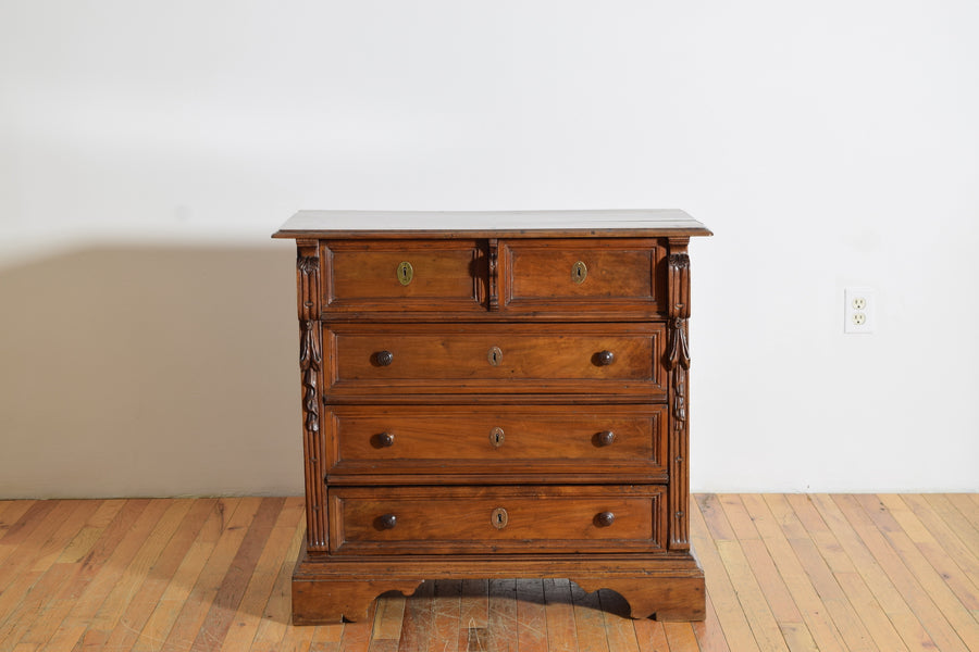 Carved Walnut 5-Drawer Commode