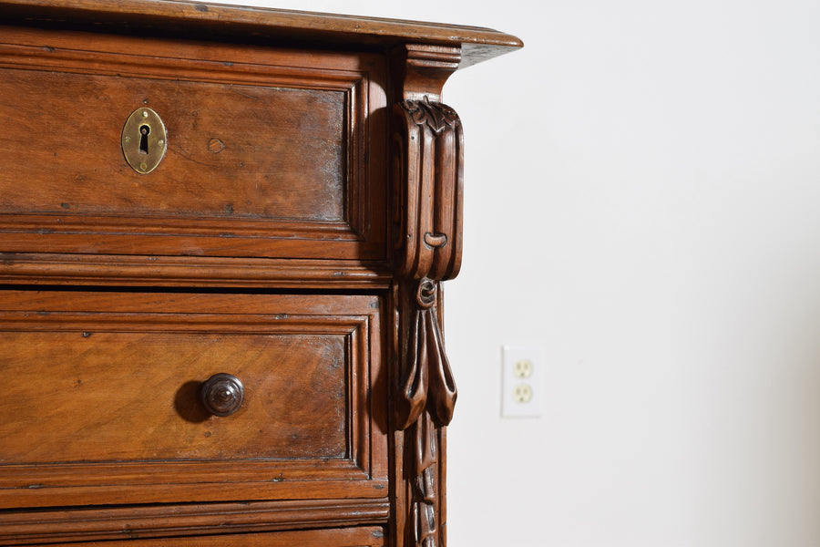 Carved Walnut 5-Drawer Commode