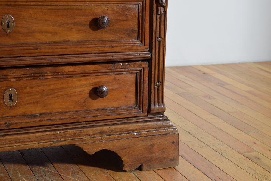 Carved Walnut 5-Drawer Commode