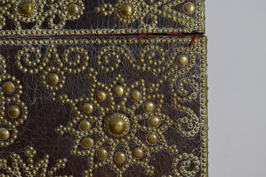 Leather, Brass, and Wrought Iron Trunk