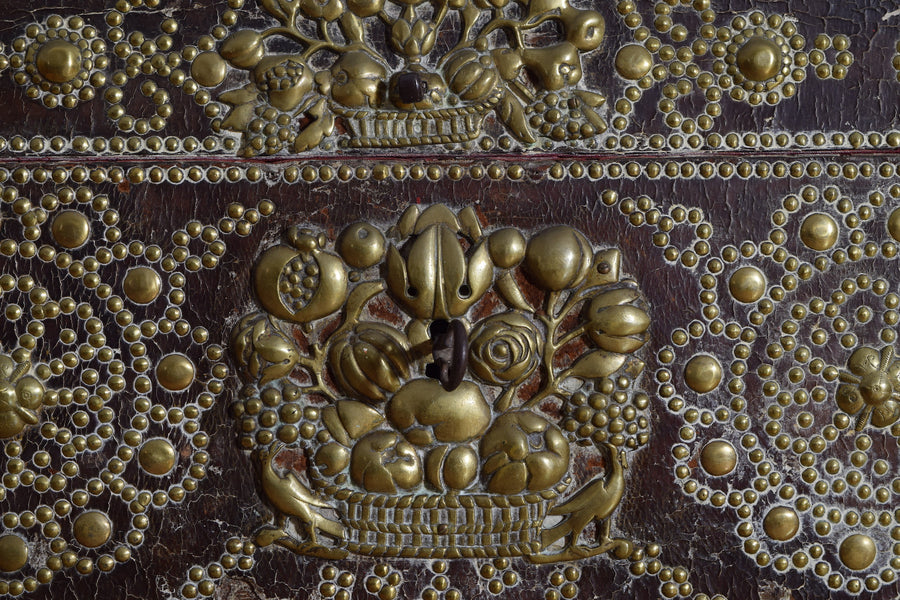 Leather, Brass, and Wrought Iron Trunk