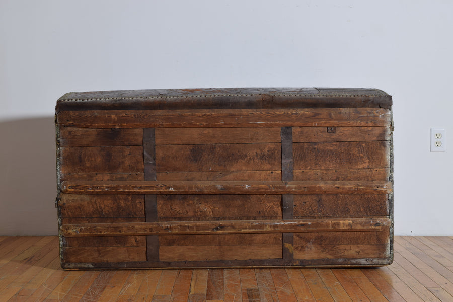 Leather, Brass, and Wrought Iron Trunk