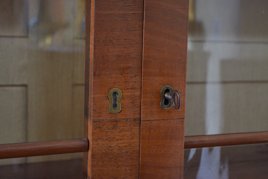 Light Walnut Veneered Glass-Front Bookcase