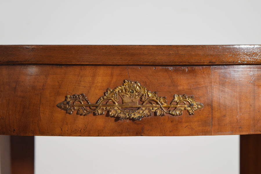 Walnut and Brass Mounted Oval Table
