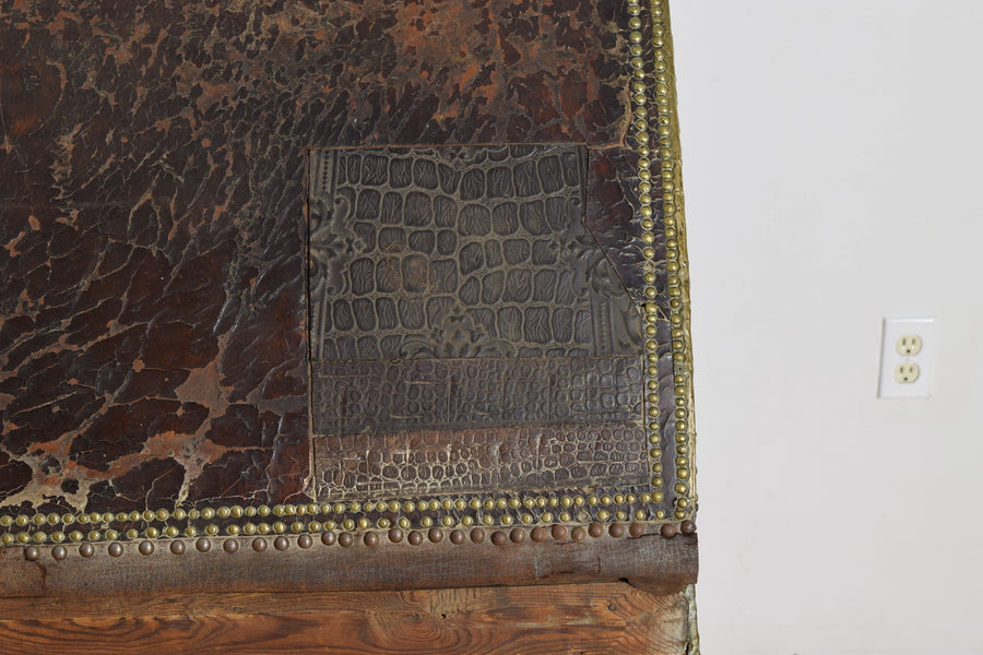 Leather, Brass, and Wrought Iron Trunk