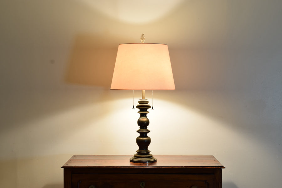 Tall Turned Cast Brass Table Lamp