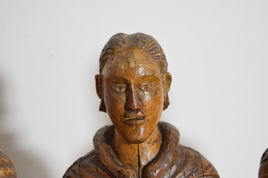 Collection of 3 Carved Walnut Busts