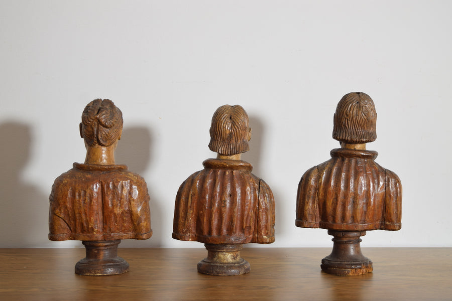 Collection of 3 Carved Walnut Busts