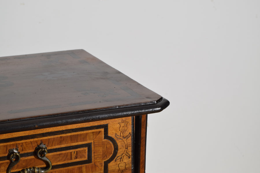 Walnut, Inlaid, and Ebonized 4-Drawer Commode