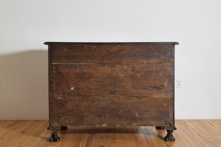 Walnut, Inlaid, and Ebonized 4-Drawer Commode