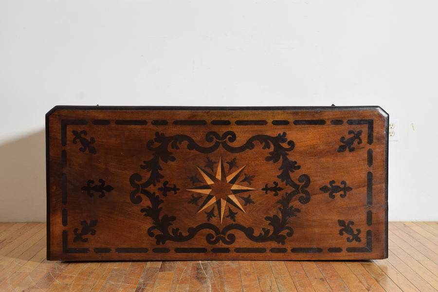 Walnut, Inlaid, and Ebonized 4-Drawer Commode