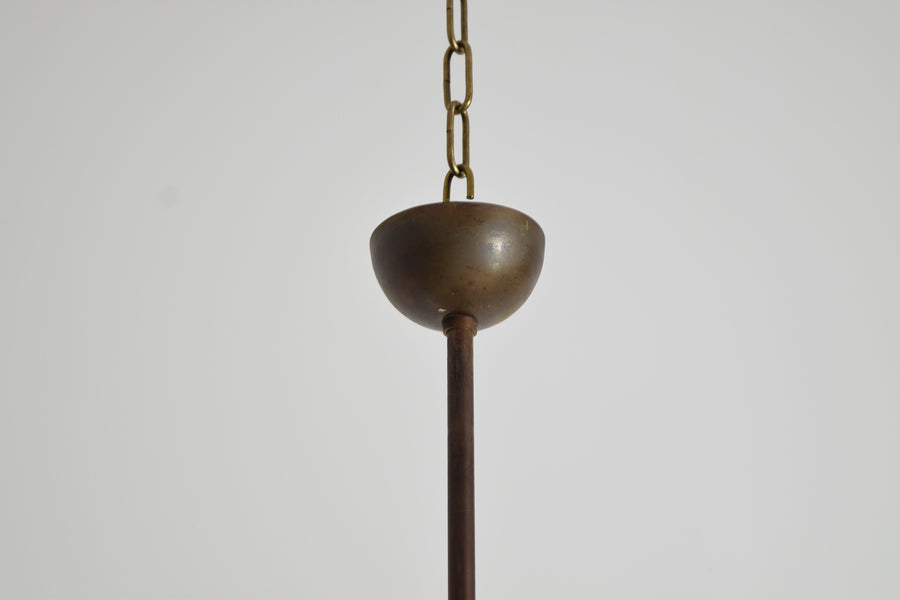 Brass and Glass Zodiac Ring 6-Light Chandelier