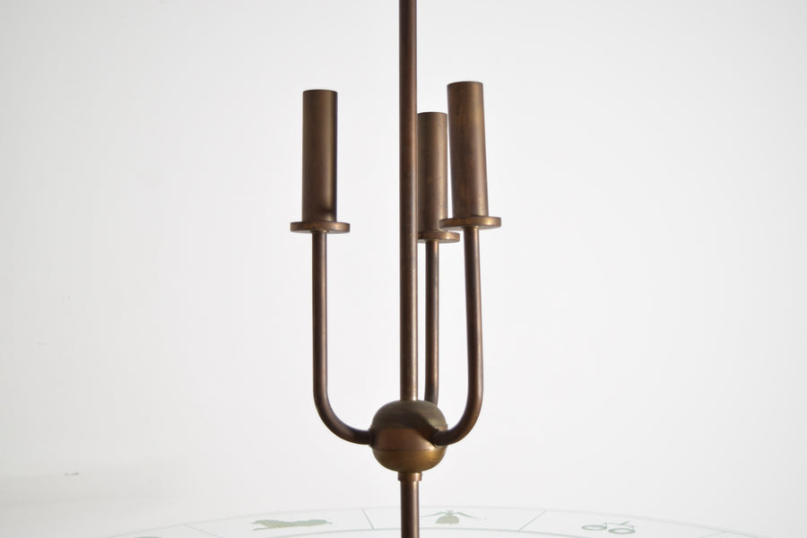 Brass and Glass Zodiac Ring 6-Light Chandelier