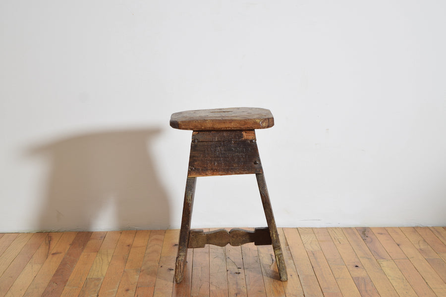 Dark Pinewood Handled Stool or Table