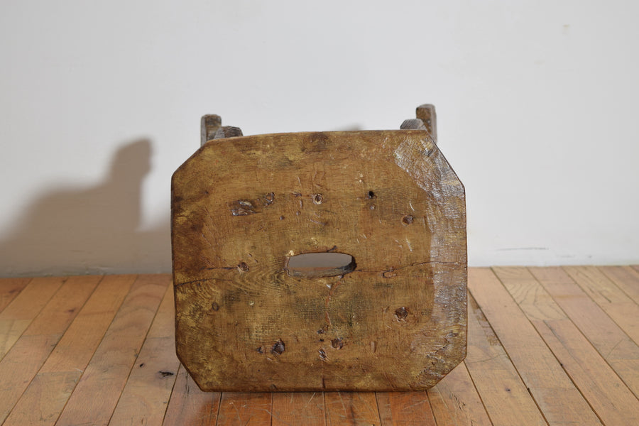Dark Pinewood Handled Stool or Table