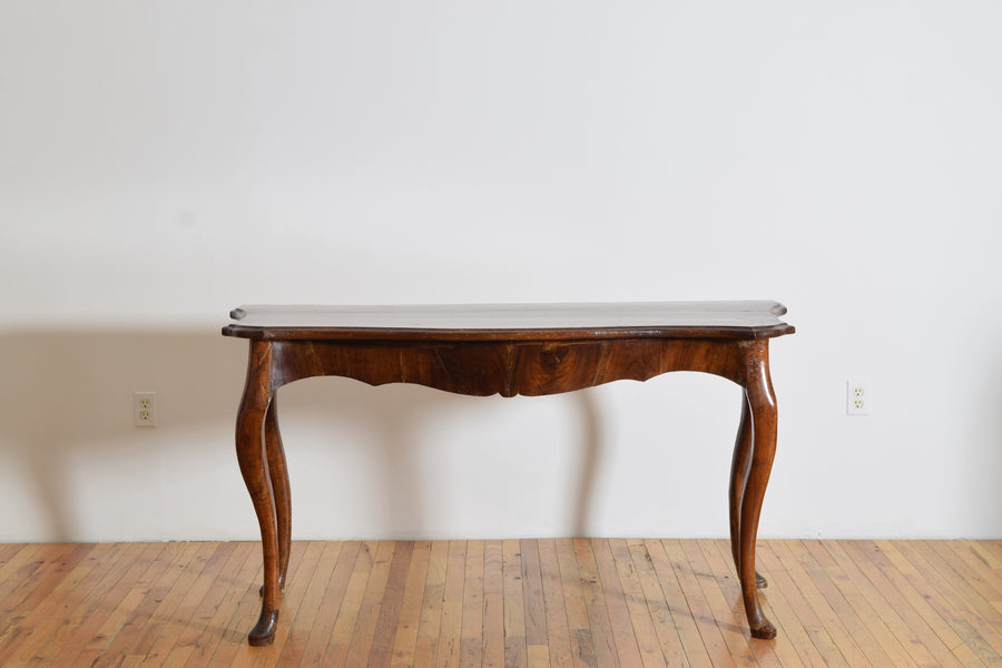 Shaped Walnut Console Table