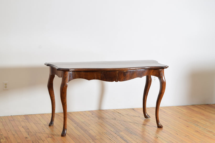 Shaped Walnut Console Table