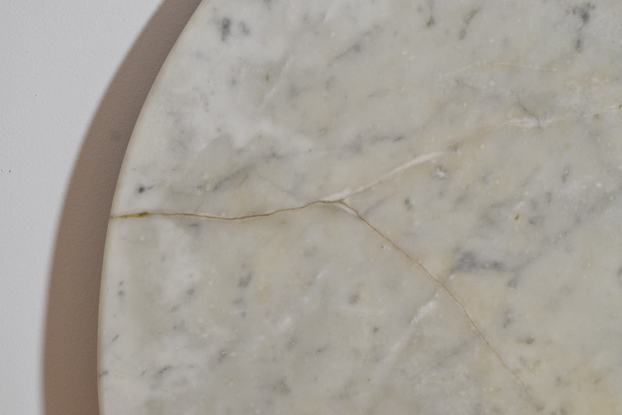 Giltwood and Ebonized Marble-Top Center Table