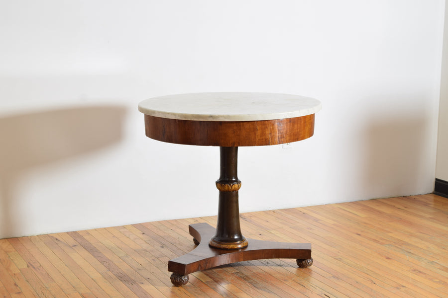 Giltwood and Ebonized Marble-Top Center Table