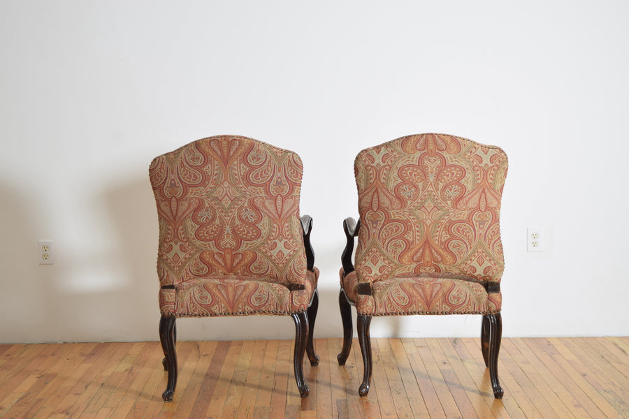 Pair of Poltrone in Carved Walnut