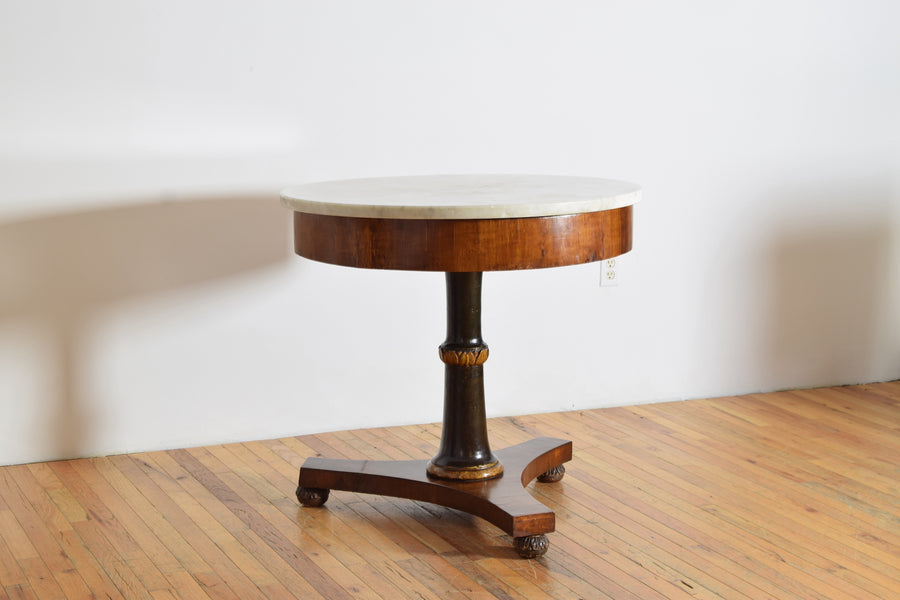 Giltwood and Ebonized Marble-Top Center Table