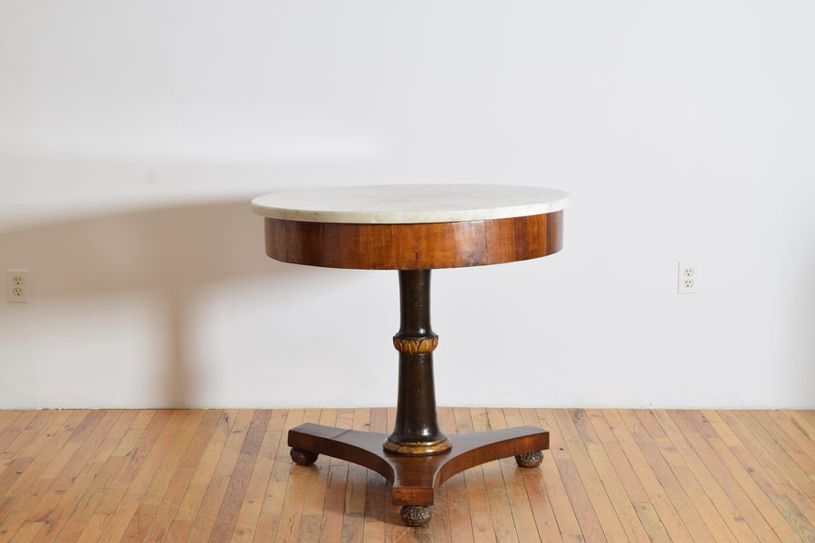 Giltwood and Ebonized Marble-Top Center Table