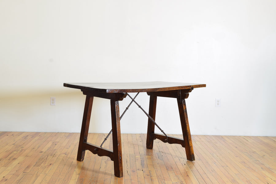 Dark Walnut and Iron Center or Writing Table