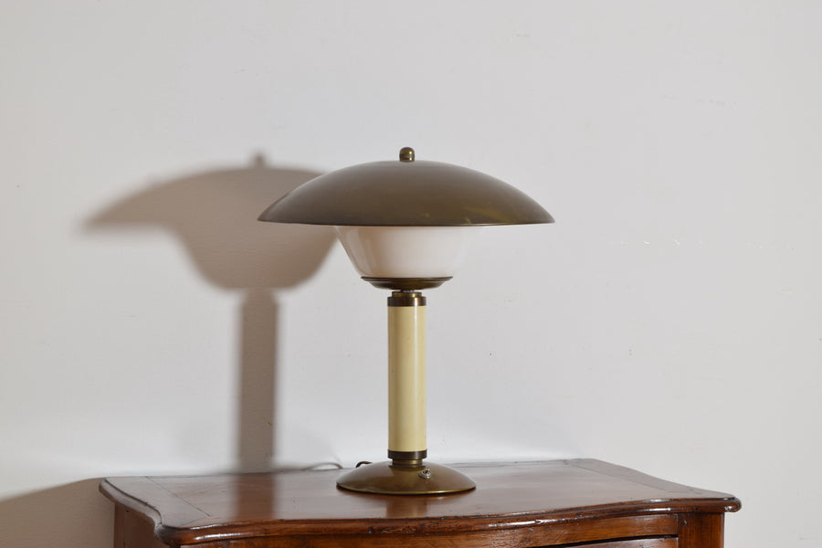 Brass, Enamel, and Plastic Table Lamp
