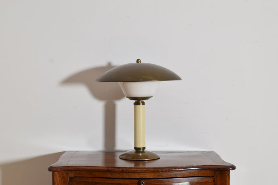 Brass, Enamel, and Plastic Table Lamp
