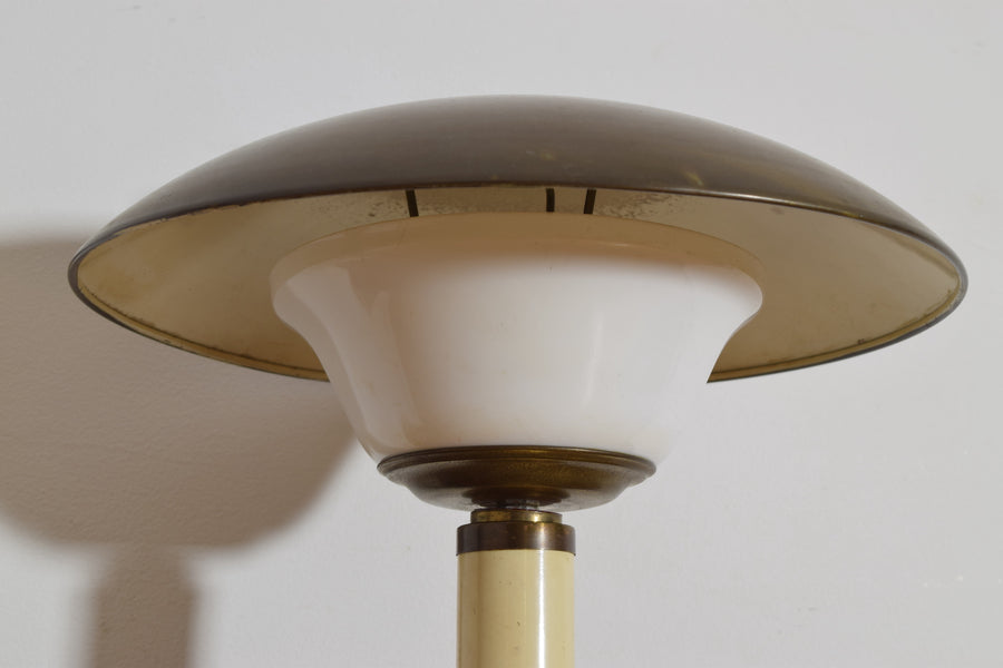 Brass, Enamel, and Plastic Table Lamp
