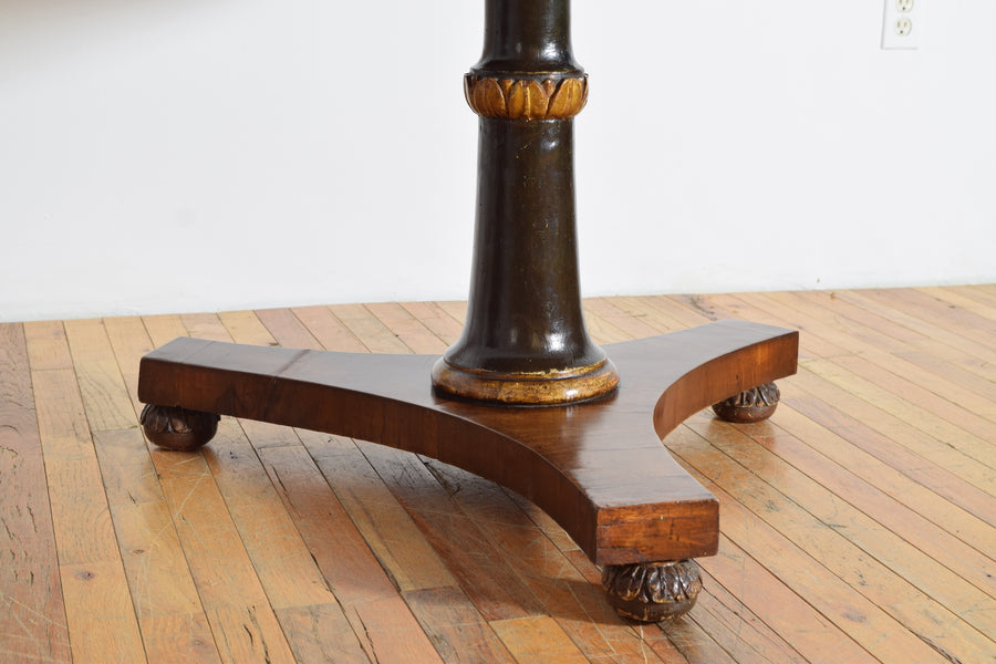 Giltwood and Ebonized Marble-Top Center Table