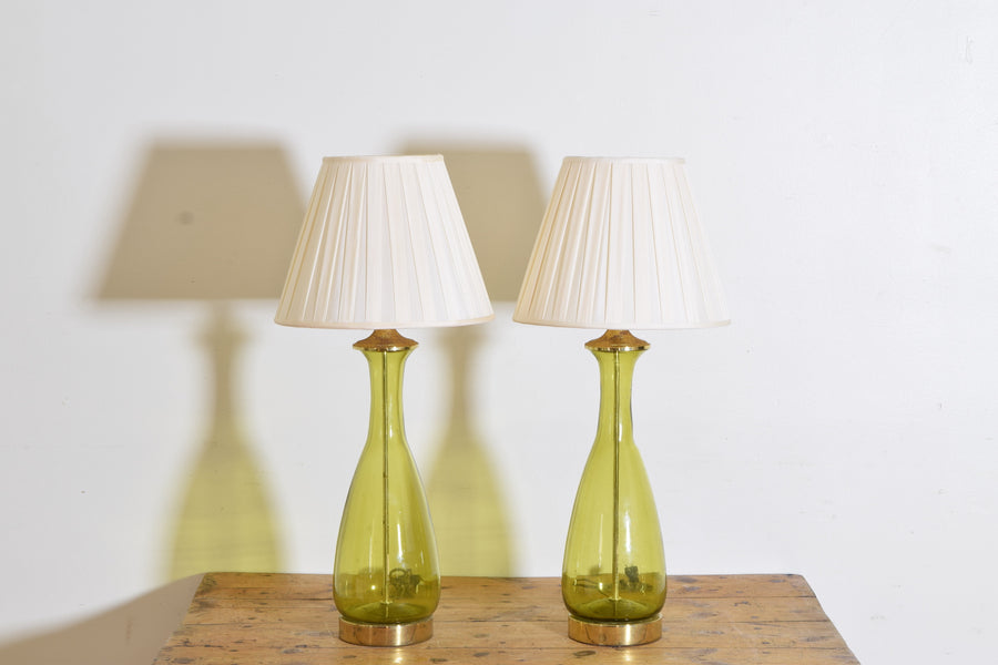 Pair of Chartreuse Lamps