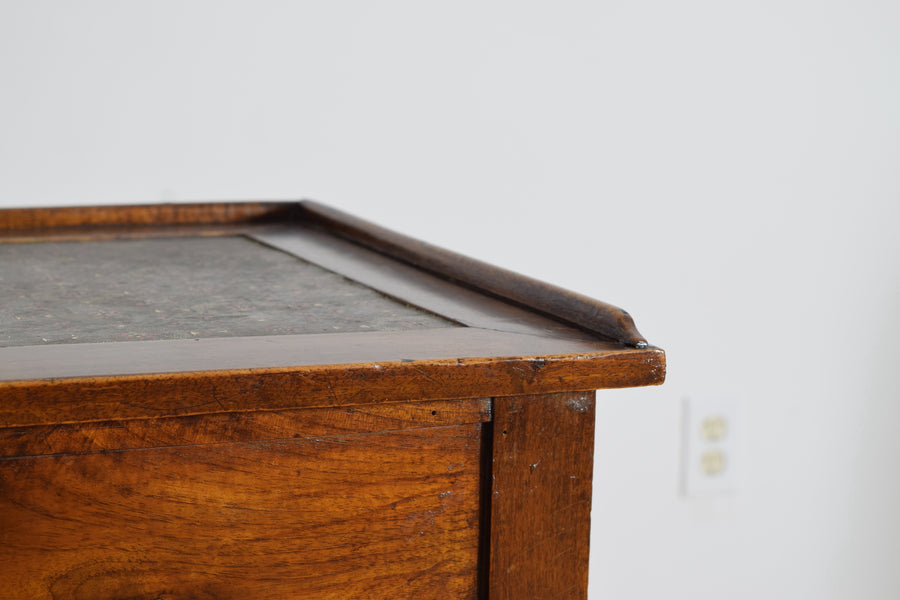 Walnut and Ebonized Stenciled Leather Writing Table