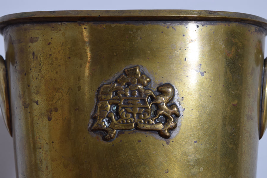 Patinated Brass Handled Ice Bucket