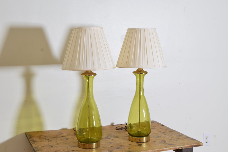 Pair of Chartreuse Lamps