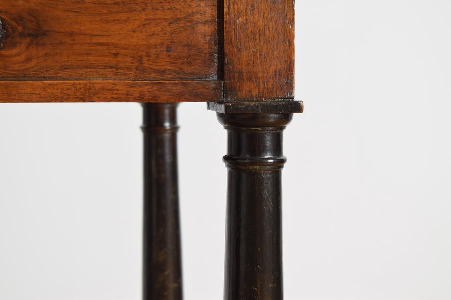 Walnut and Ebonized Stenciled Leather Writing Table