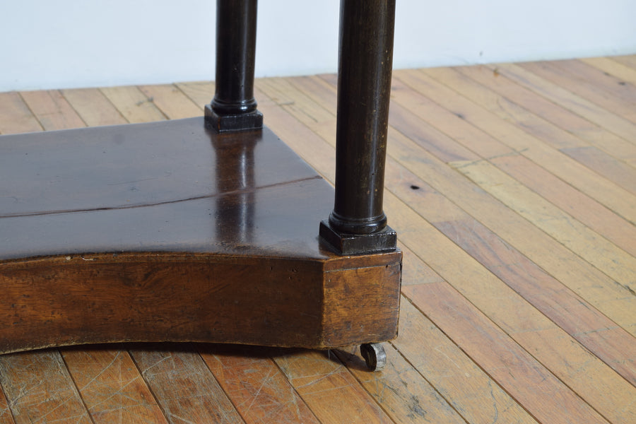 Walnut and Ebonized Stenciled Leather Writing Table
