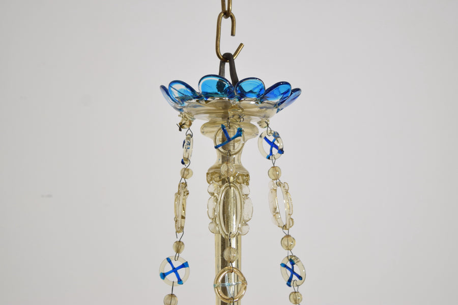 Rare Blown and Colored Murano Glass 3-Light Chandelier