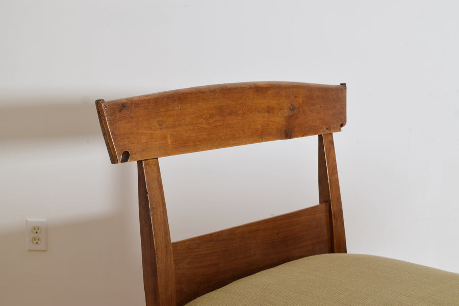 Walnut and Rush Seat High Sided Bench or Daybed