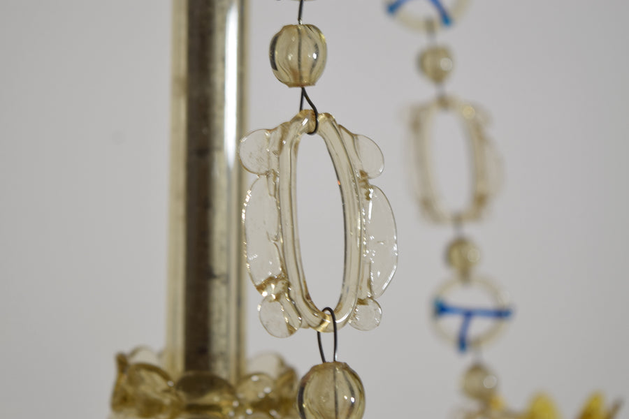 Rare Blown and Colored Murano Glass 3-Light Chandelier