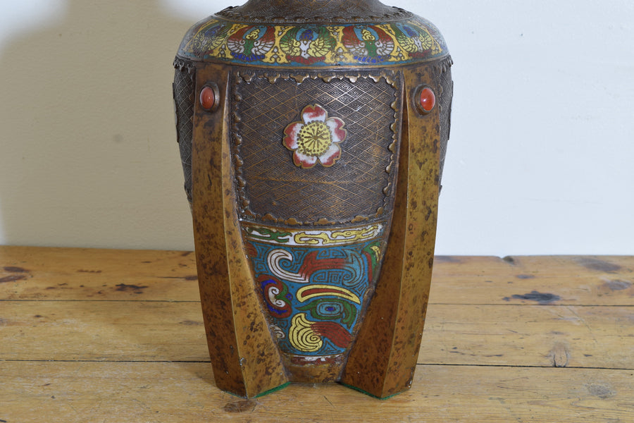 Cloisonne Vase Mounted as a Table Lamp