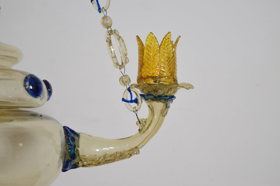 Rare Blown and Colored Murano Glass 3-Light Chandelier