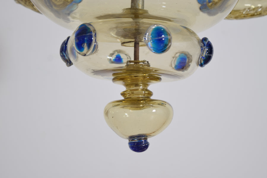 Rare Blown and Colored Murano Glass 3-Light Chandelier