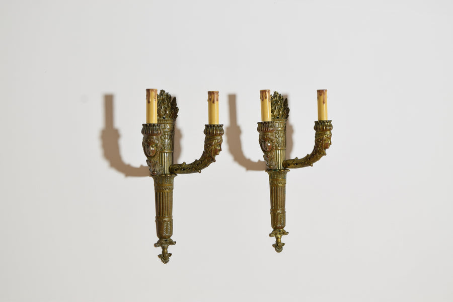 Pair of Brass 2-Arm Sconces