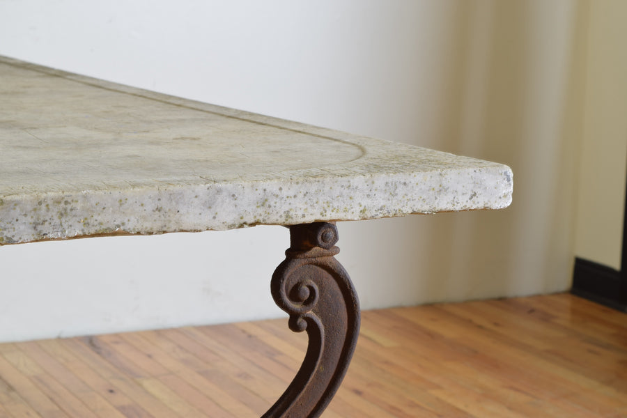 Wrought Iron and Marble Gardener’s Table