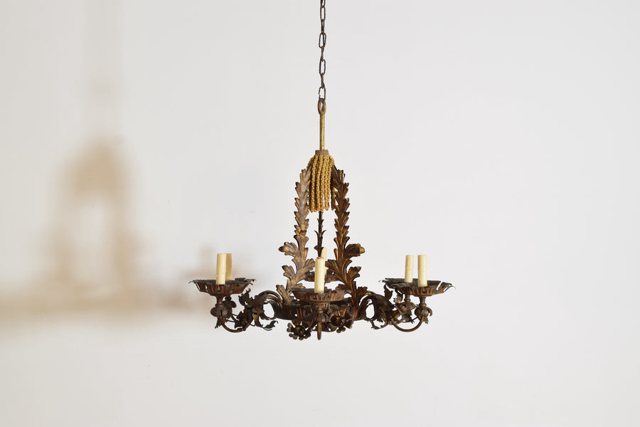 Gilt Metal 6-Light Chandelier