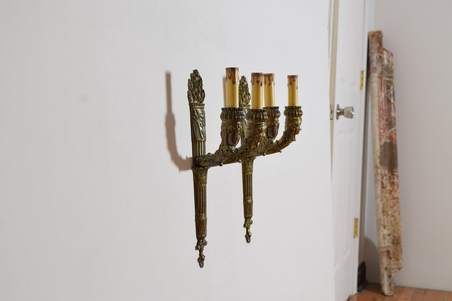 Pair of Brass 2-Arm Sconces